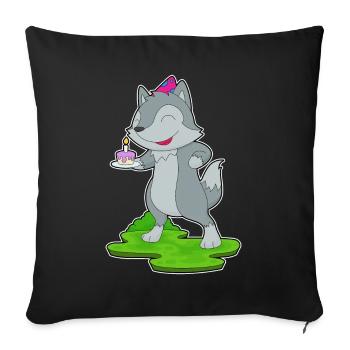 Gâteau d’anniversaire loup - Housse de coussin décorative 45 x 45 cm - noir - Devant