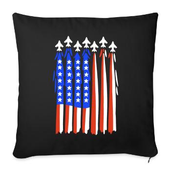 Amerikanische Flagge Kampfjet - Sofakissenbezug 45 x 45 cm - Schwarz - Vorne