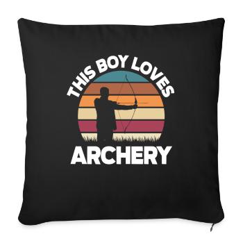 Bow boy child archery - Sofa pillowcase 17,3'' x 17,3'' (45 x 45 cm) - black - Front