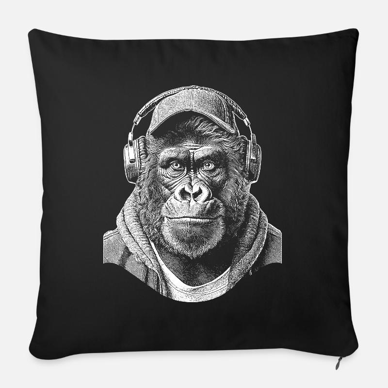 Chemise Gorilla Monkey DJ - Housse de coussin décorative 45 x 45 cm - noir