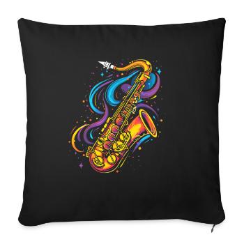 Saxophone Cartoon Look - Sofa pillowcase 17,3'' x 17,3'' (45 x 45 cm) - black - Front