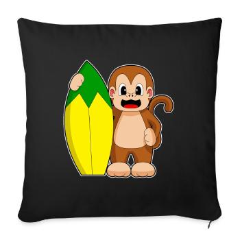 Monkey Surfing Surfboard Summer - Sofa pillowcase 17,3'' x 17,3'' (45 x 45 cm) - black - Front