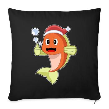 Chapeau de Noël Poisson Noël - Housse de coussin décorative 45 x 45 cm - noir - Devant