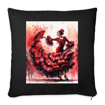 La passion d’une danseuse de flamenco - Housse de coussin décorative 45 x 45 cm - noir - Devant