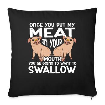 BBQ Mettez de la viande dans votre bouche en allant vouloir avaler - Housse de coussin décorative 45 x 45 cm - noir - Devant