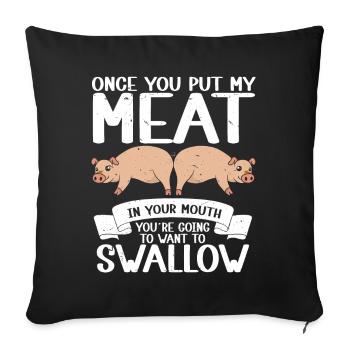 BBQ Mettez de la viande dans votre bouche en allant vouloir avaler - Housse de coussin décorative 45 x 45 cm - noir - Devant