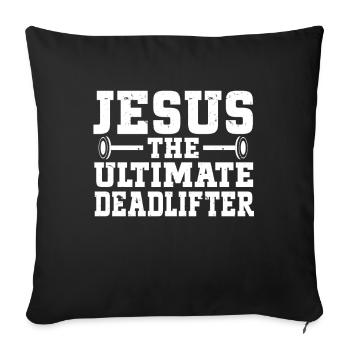 Jesus Ultimate Deadlifter Workout Gymnase chrétien - Housse de coussin décorative 45 x 45 cm - noir - Devant
