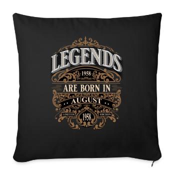 1958 August Born Birthday Year of birth - Sofa pillowcase 17,3'' x 17,3'' (45 x 45 cm) - black - Front