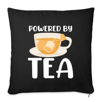 Propulsé par Tea Tea Lover Cup Of Tea Tea Drinker - Housse de coussin décorative 45 x 45 cm - noir - Devant