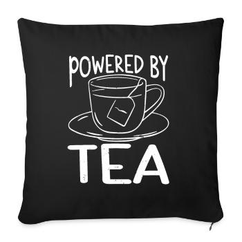 Propulsé par Tea Tea Lover Cup Of Tea Tea Drinker - Housse de coussin décorative 45 x 45 cm - noir - Devant