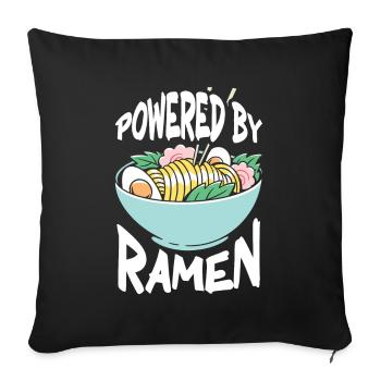 Powered By Ramen Anime Japanese Soup Cup Noodle - Sofakissenbezug 45 x 45 cm - Schwarz - Vorne
