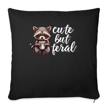 Funny raccoon coffee cartoon - Cute but feral - Sofa pillowcase 17,3'' x 17,3'' (45 x 45 cm) - black - Front