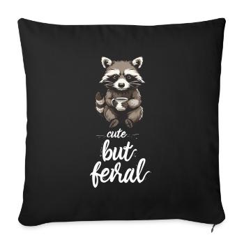 Cute raccoon coffee cartoon cute but feral - Sofa pillowcase 17,3'' x 17,3'' (45 x 45 cm) - black - Front