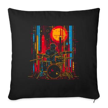 Portrait de batteur - Housse de coussin décorative 45 x 45 cm - noir - Devant