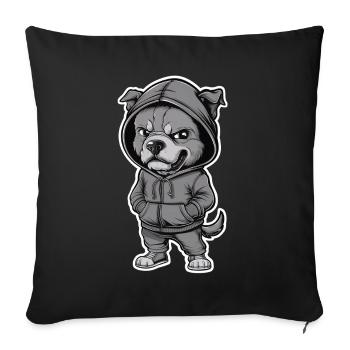 Cool dog in stylish hoodie - Sofa pillowcase 17,3'' x 17,3'' (45 x 45 cm) - black - Front