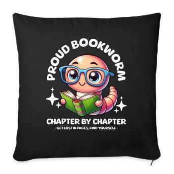 Fier, mignon rat de bibliothèque avec des lunettes livre de lecture - Housse de coussin décorative 45 x 45 cm - noir - Devant