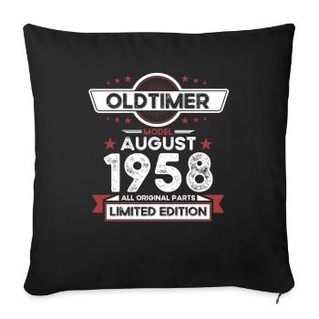 Oldtimer August 1958 Jahrgang 1958 66. Geburtstag - Sofakissenbezug 45 x 45 cm - Schwarz - Vorne