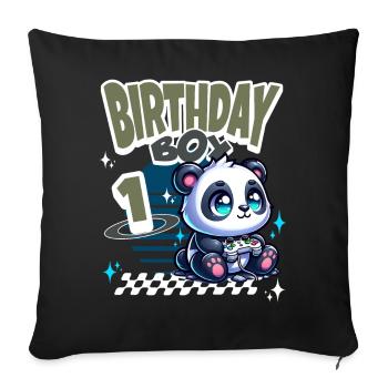 1st Birthday Children's Birthday Gaming Panda - Sofa pillowcase 17,3'' x 17,3'' (45 x 45 cm) - black - Front
