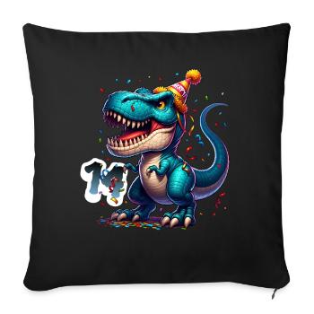 T Rex Dinosaure 14e anniversaire Enfants Anniversaire - Housse de coussin décorative 45 x 45 cm - noir - Devant