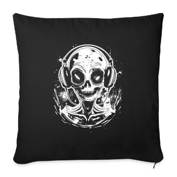 DJ Alien with Headphones Festival UFO Alien - Sofa pillowcase 17,3'' x 17,3'' (45 x 45 cm) - black - Front