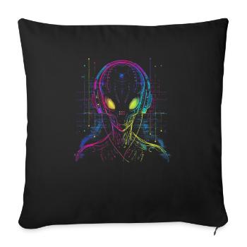 UFO Alien DJ Alien Festival Alien avec écouteurs - Housse de coussin décorative 45 x 45 cm - noir - Devant