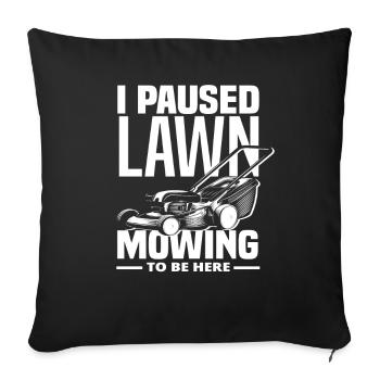 Tonte de pelouse paysagiste en pause - Housse de coussin décorative 45 x 45 cm - noir - Devant