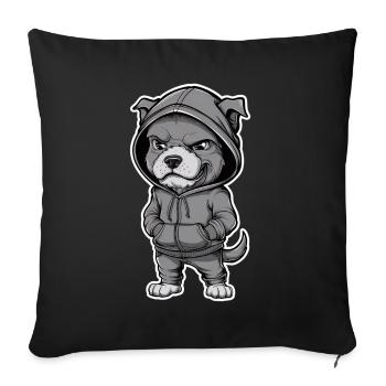 Cool dog in stylish hoodie - Sofa pillowcase 17,3'' x 17,3'' (45 x 45 cm) - black - Front