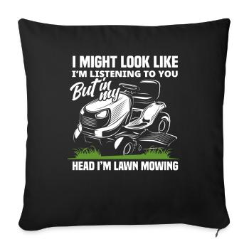 Paysagiste tondeuse à gazon Thinking - Housse de coussin décorative 45 x 45 cm - noir - Devant