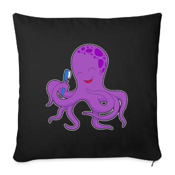 Octopus Toothbrush - Sofa pillowcase 17,3'' x 17,3'' (45 x 45 cm) - black - Front
