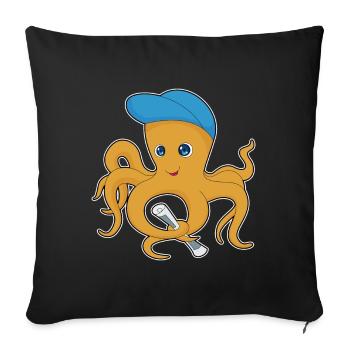 Octopus Newspaper - Sofa pillowcase 17,3'' x 17,3'' (45 x 45 cm) - black - Front