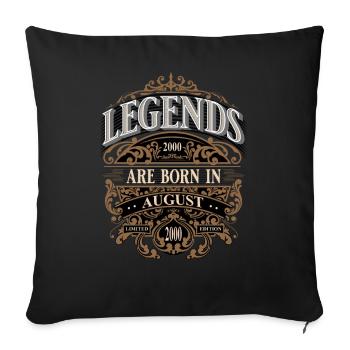 2000 Août Naissance Anniversaire Année de naissance - Housse de coussin décorative 45 x 45 cm - noir - Devant