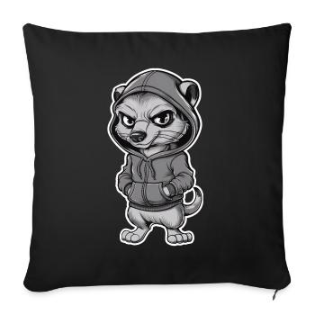 Cool meerkat in stylish hoodie - Sofa pillowcase 17,3'' x 17,3'' (45 x 45 cm) - black - Front