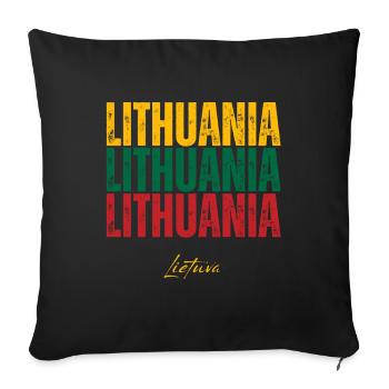 Flag of Lithuania, Lithuanian pride - Sofa pillowcase 17,3'' x 17,3'' (45 x 45 cm) - black - Front