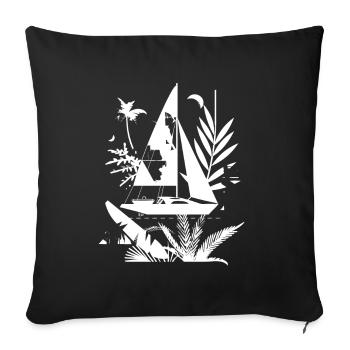 Voilier Bande dessinée - Housse de coussin décorative 45 x 45 cm - noir - Devant