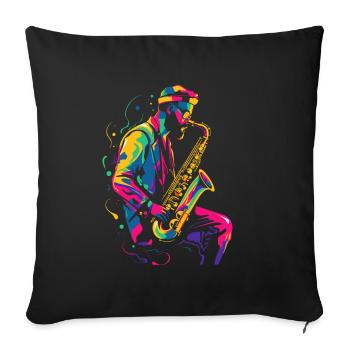 Look saxophoniste des années 90 - Housse de coussin décorative 45 x 45 cm - noir - Devant