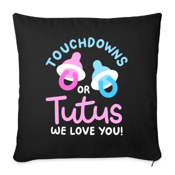 Touchdowns oder Tutus für Gender-Reveal-Partys - Sofakissenbezug 45 x 45 cm - Schwarz - Vorne