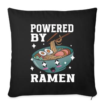 Powered By Ramen Anime Japanese Soup Cup Noodle - Sofakissenbezug 45 x 45 cm - Schwarz - Vorne