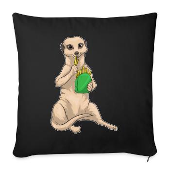 Frites Français suricate - Housse de coussin décorative 45 x 45 cm - noir - Devant