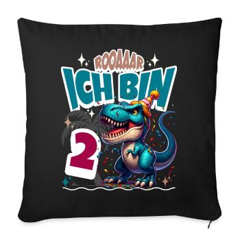 T Rex Dinosaurier 2. Geburtstag Kindergeburtstag - Sofakissenbezug 45 x 45 cm - Schwarz - Vorne