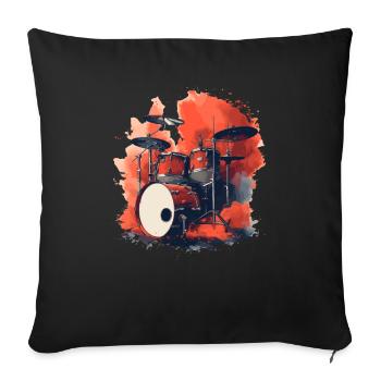 Drums Retro Style - Sofa pillowcase 17,3'' x 17,3'' (45 x 45 cm) - black - Front
