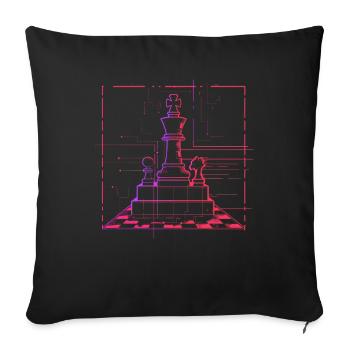 Schachfiguren Skizze Retrowave - Sofakissenbezug 45 x 45 cm - Schwarz - Vorne