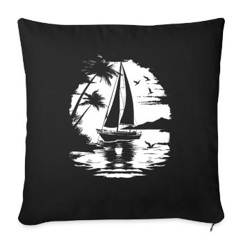 Sailing Drawing - Sofa pillowcase 17,3'' x 17,3'' (45 x 45 cm) - black - Front