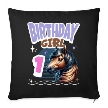 Pferd 1. Geburtstag Mädchen Kinder - Sofakissenbezug 45 x 45 cm - Schwarz - Vorne