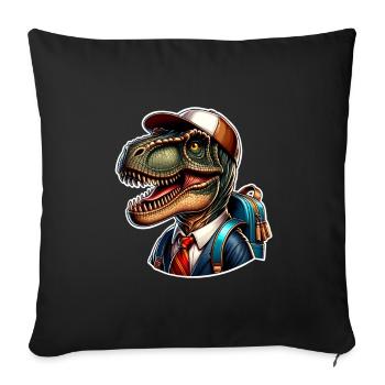Dinosaur School Enrollment - Sofa pillowcase 17,3'' x 17,3'' (45 x 45 cm) - black - Front