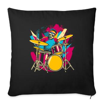 Schlagzeuger Synthwave - Sofakissenbezug 45 x 45 cm - Schwarz - Vorne
