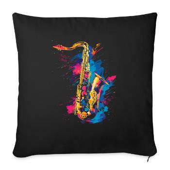 Saxophone Graffiti - Housse de coussin décorative 45 x 45 cm - noir - Devant