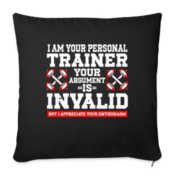 Instructeur de fitness Entraîneur personnel - Housse de coussin décorative 45 x 45 cm - noir - Devant