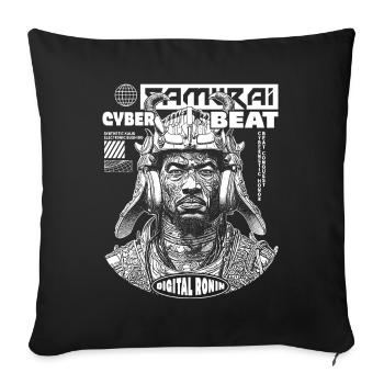 Manga Samurai T-Shirt mit Techno-Twist - Sofakissenbezug 45 x 45 cm - Schwarz - Vorne
