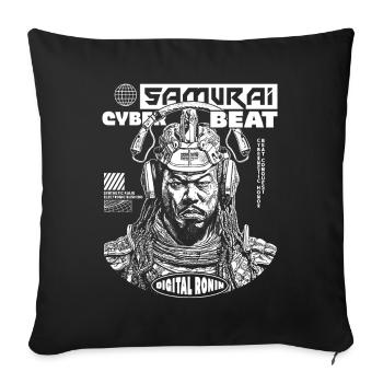 Anime T-Shirt with Futuristic Samurai - Sofa pillowcase 17,3'' x 17,3'' (45 x 45 cm) - black - Front