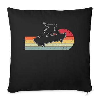 Skater Skateboard Retro Vintage - Sofa pillowcase 17,3'' x 17,3'' (45 x 45 cm) - black - Front